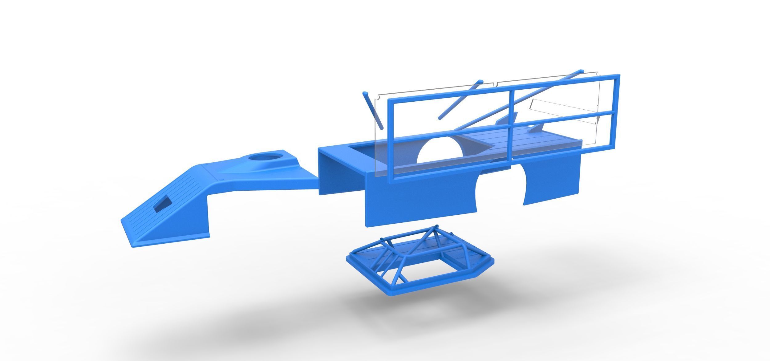 Shell of Asphalt Modified stock car with side wing Scale 1 to 25 3D print model_18