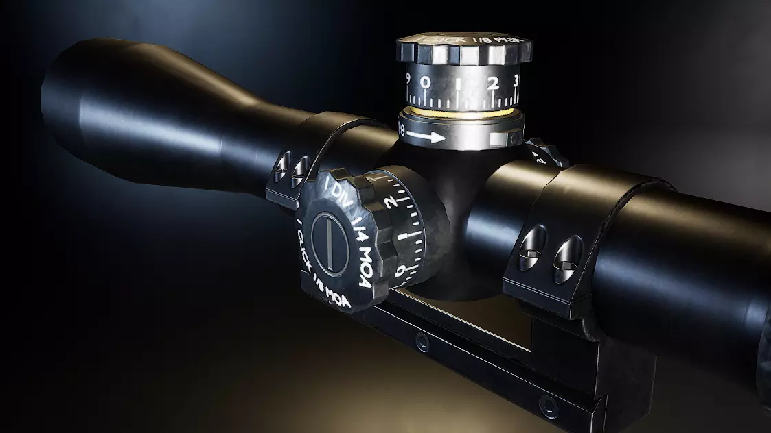 AAA Telescopic Sniper Scope Game Ready PBR Low-poly 3D model_0