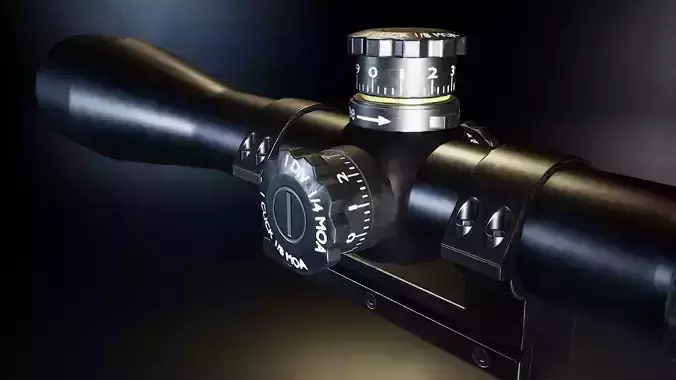AAA Telescopic Sniper Scope Game Ready PBR Low-poly 3D model