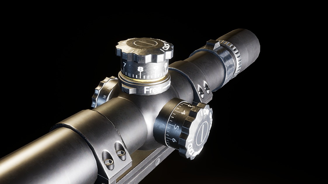 AAA Telescopic Sniper Scope Game Ready PBR Low-poly 3D model_1