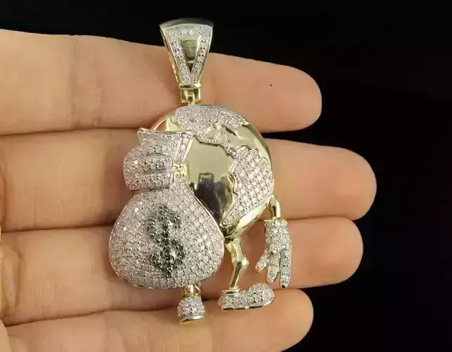 Bold  Brilliant Diamond Dollar Sign Locket for Men