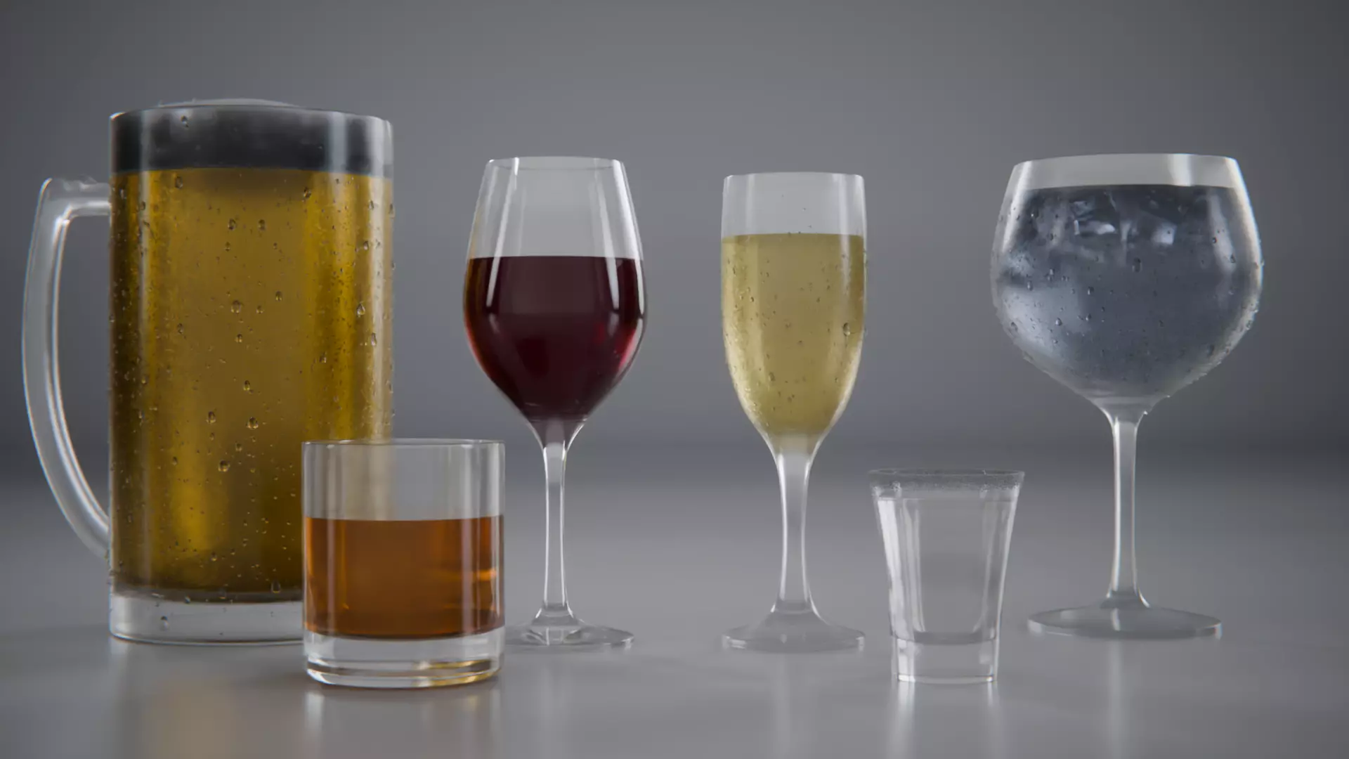 6 Alcohol Glasses Pack Low-poly 3D model