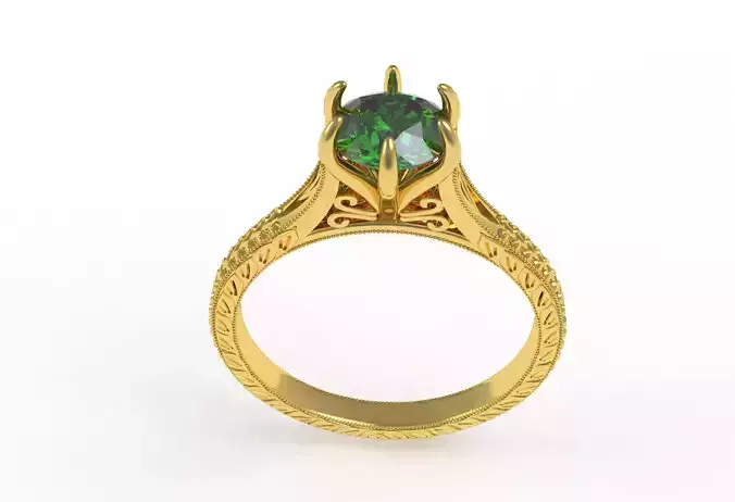 Single Stone Filigree Engagement Ring