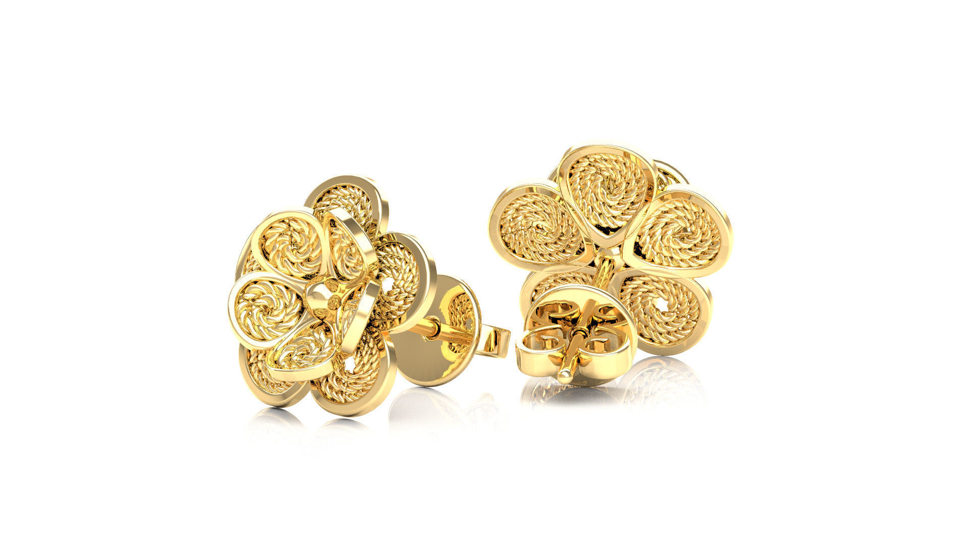 Filigree Flower Stud and Pendant 2 3D print model_3