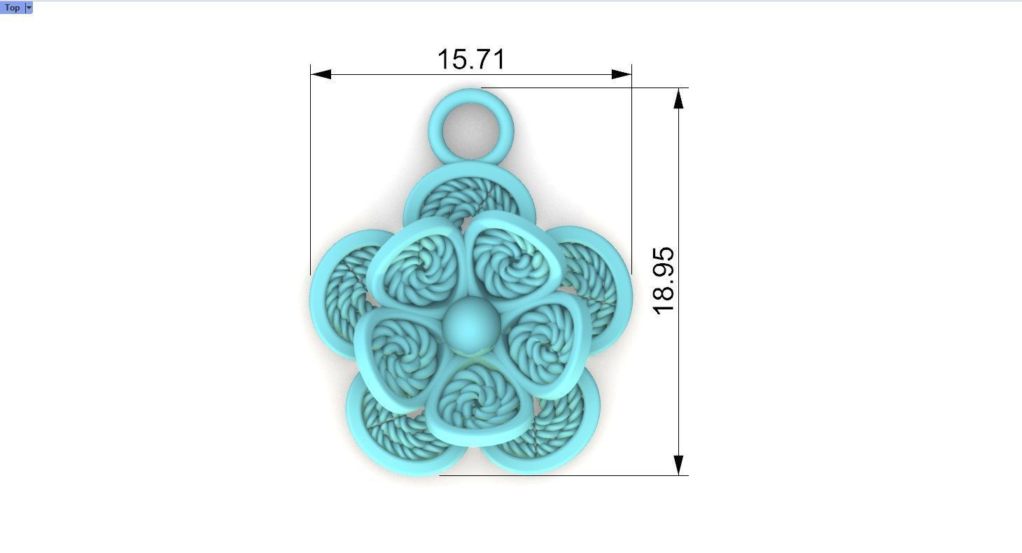 Filigree Flower Stud and Pendant 2 3D print model_16