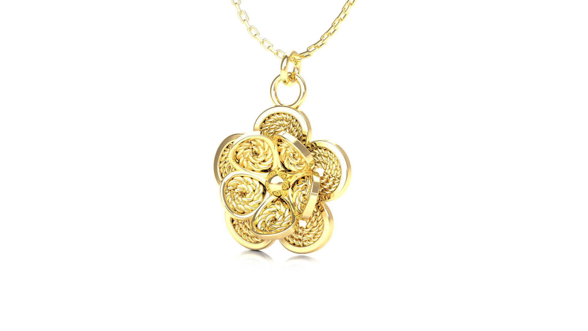 Filigree Flower Stud and Pendant 2 3D print model_5