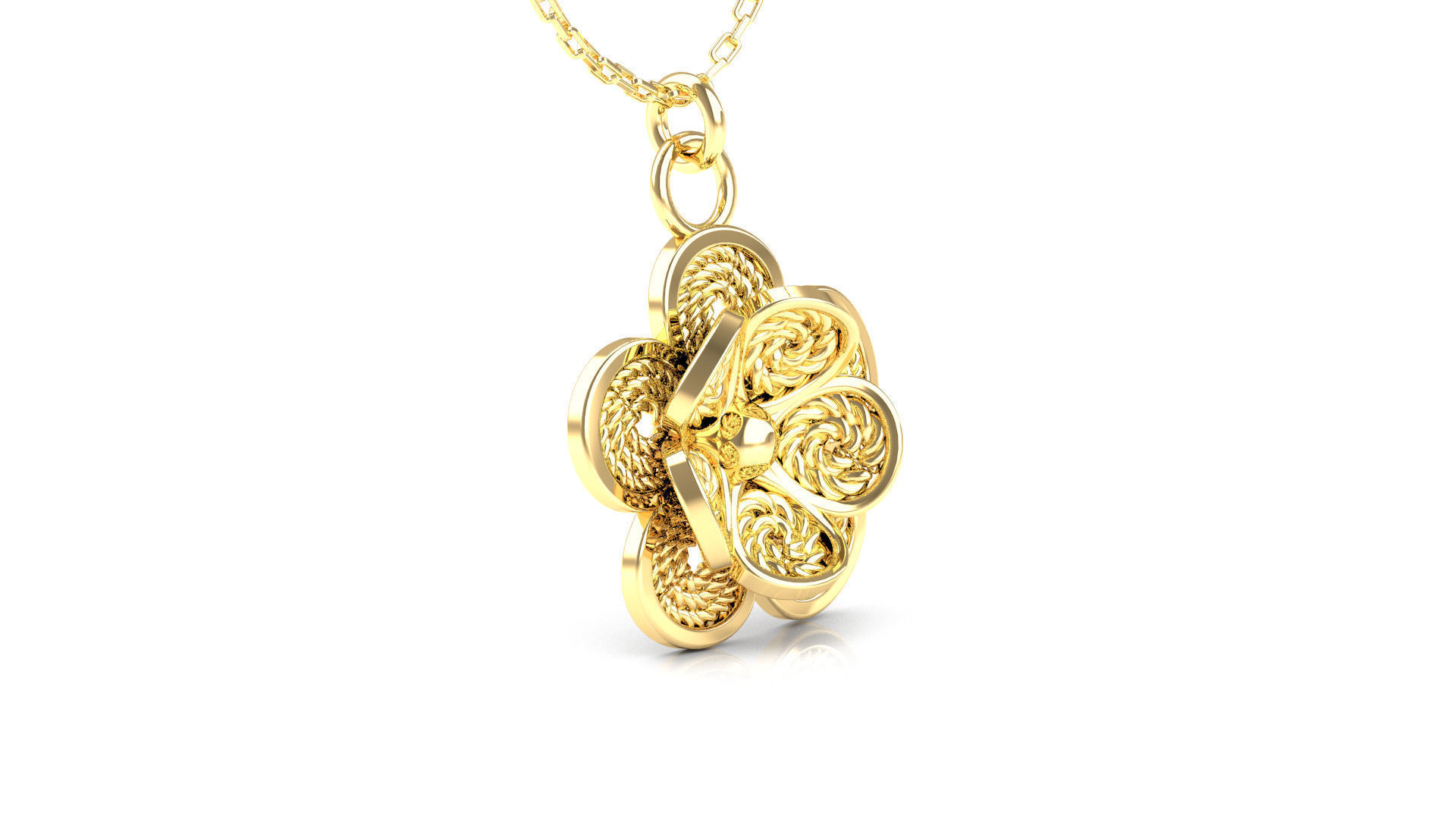 Filigree Flower Stud and Pendant 2 3D print model_6