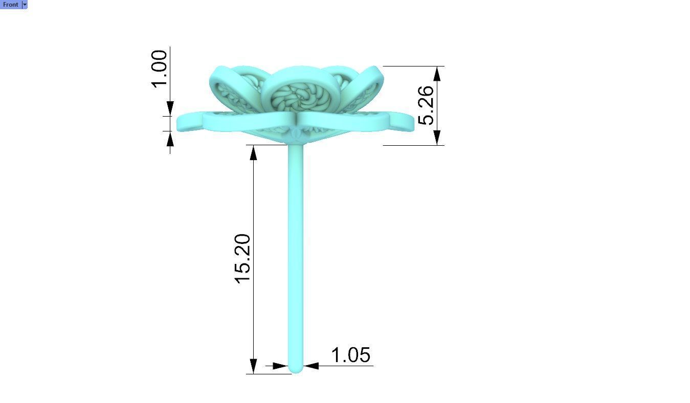 Filigree Flower Stud and Pendant 2 3D print model_13