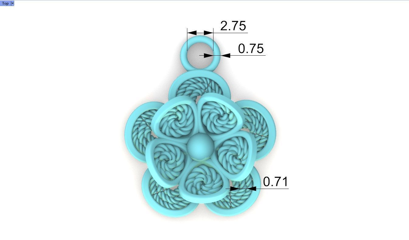 Filigree Flower Stud and Pendant 2 3D print model_17