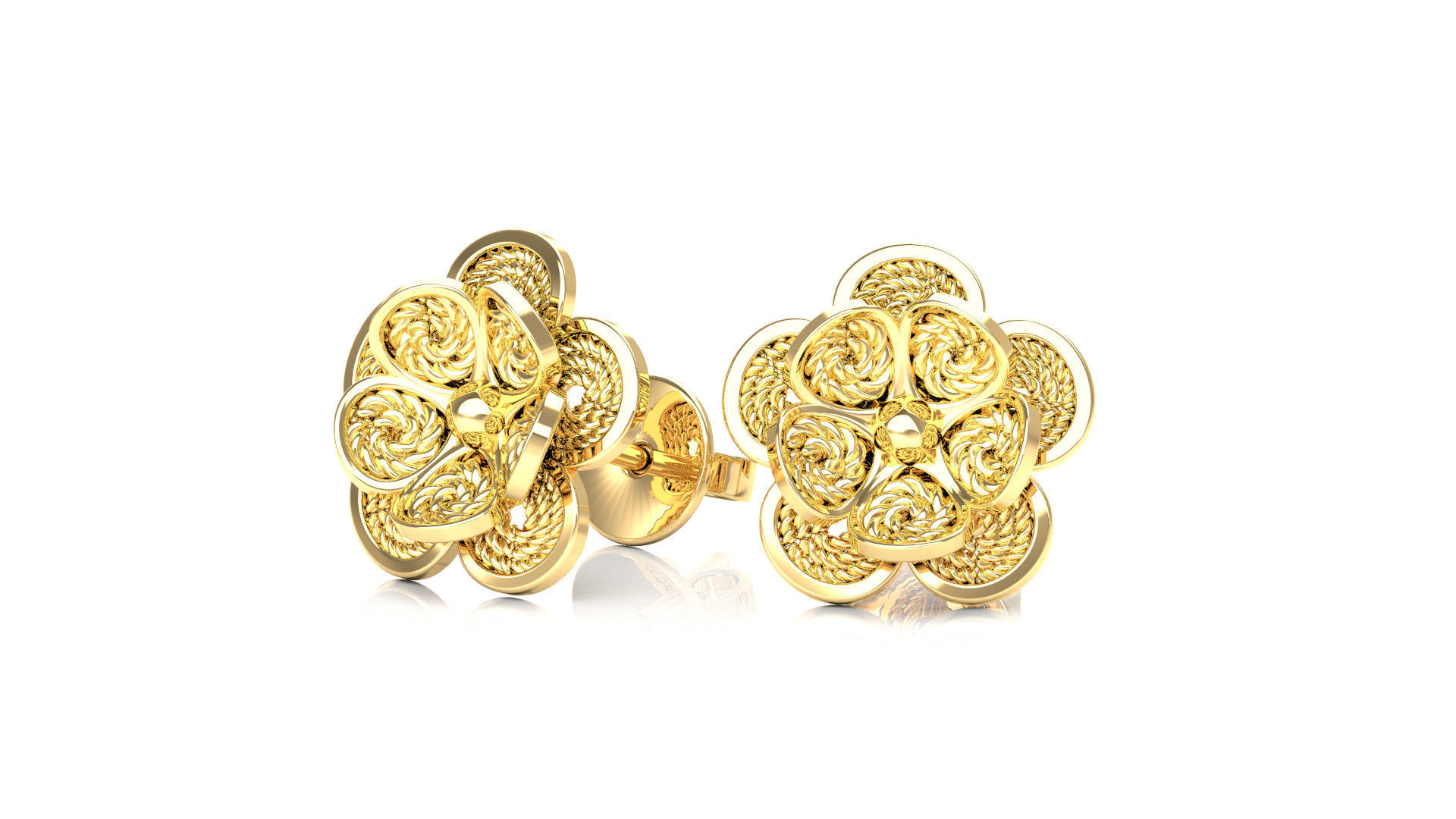 Filigree Flower Stud and Pendant 2 3D print model_4