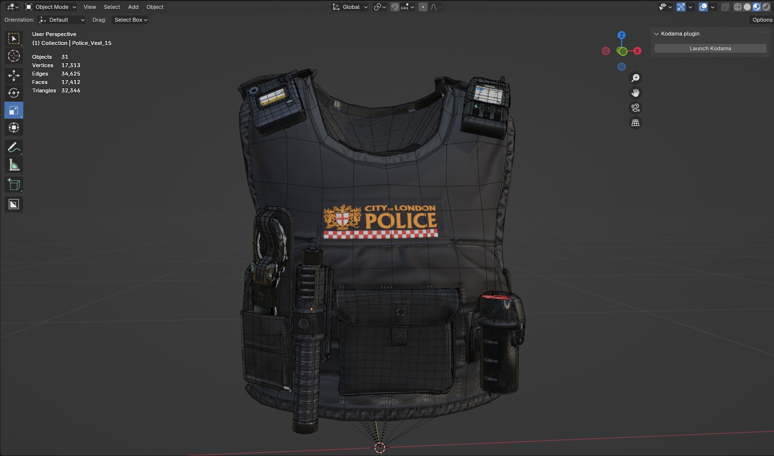 City of London Police Vest Accessories FIVEM EUP GTA Uniform Low-poly 3D model_17