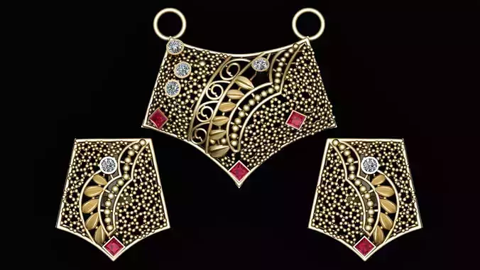 ANTIQUE LUXURY NECKLACE SET 3D PRINTABLE MODEL