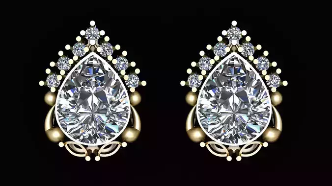 PEAR SHAPE DIAMOND EARRING 3D PRINTABLE MODEL