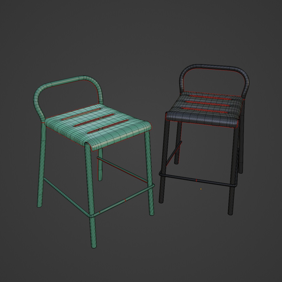 Modern Stool B 02 3D model_7