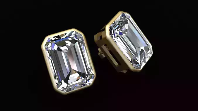 MOISSANITE STUD EARRING 3D PRINTABLE MODEL 3D print model