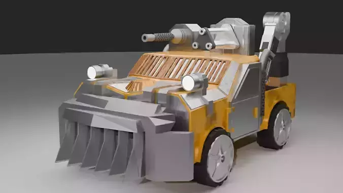 Low Poly Best Battle Gun Car Low-poly 3D model