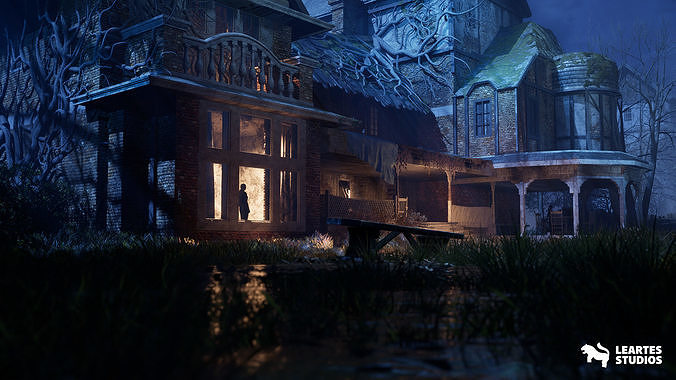 Haunted House Environment  Low-poly 3D model 3