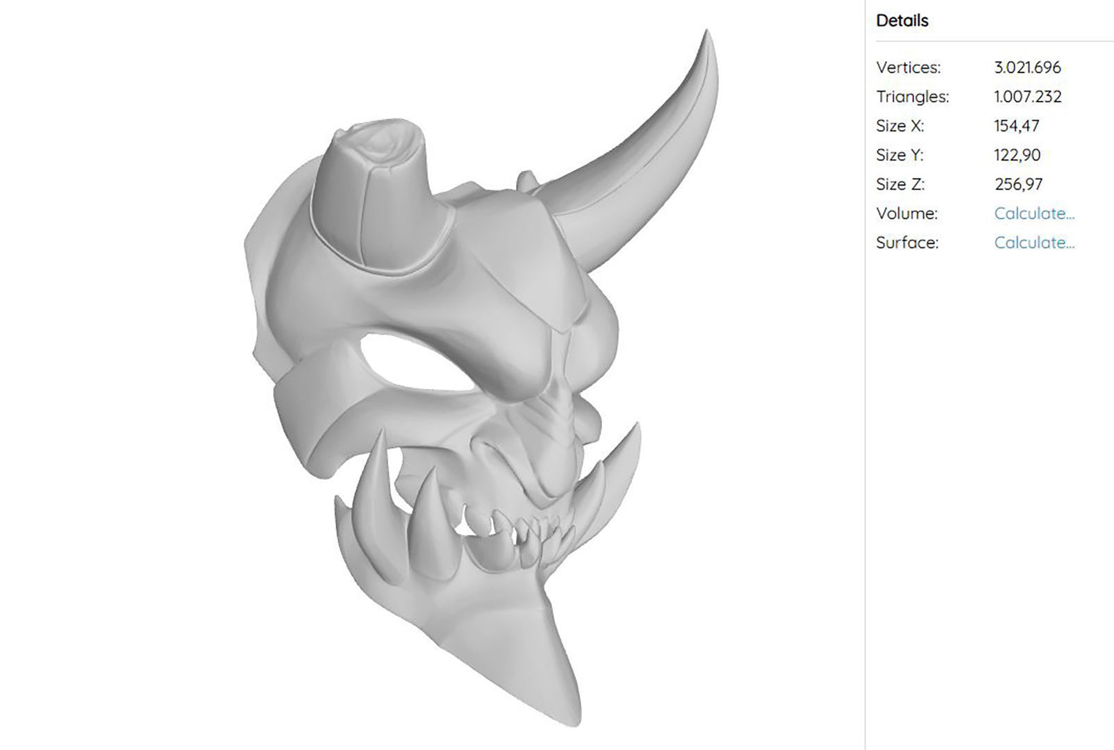 Demon Mask 3D Model Ready to Print 3D print model_6