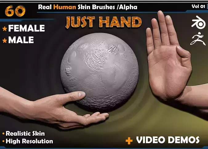 Real Human Skin Brushes -Alpha Vol 01 3D model