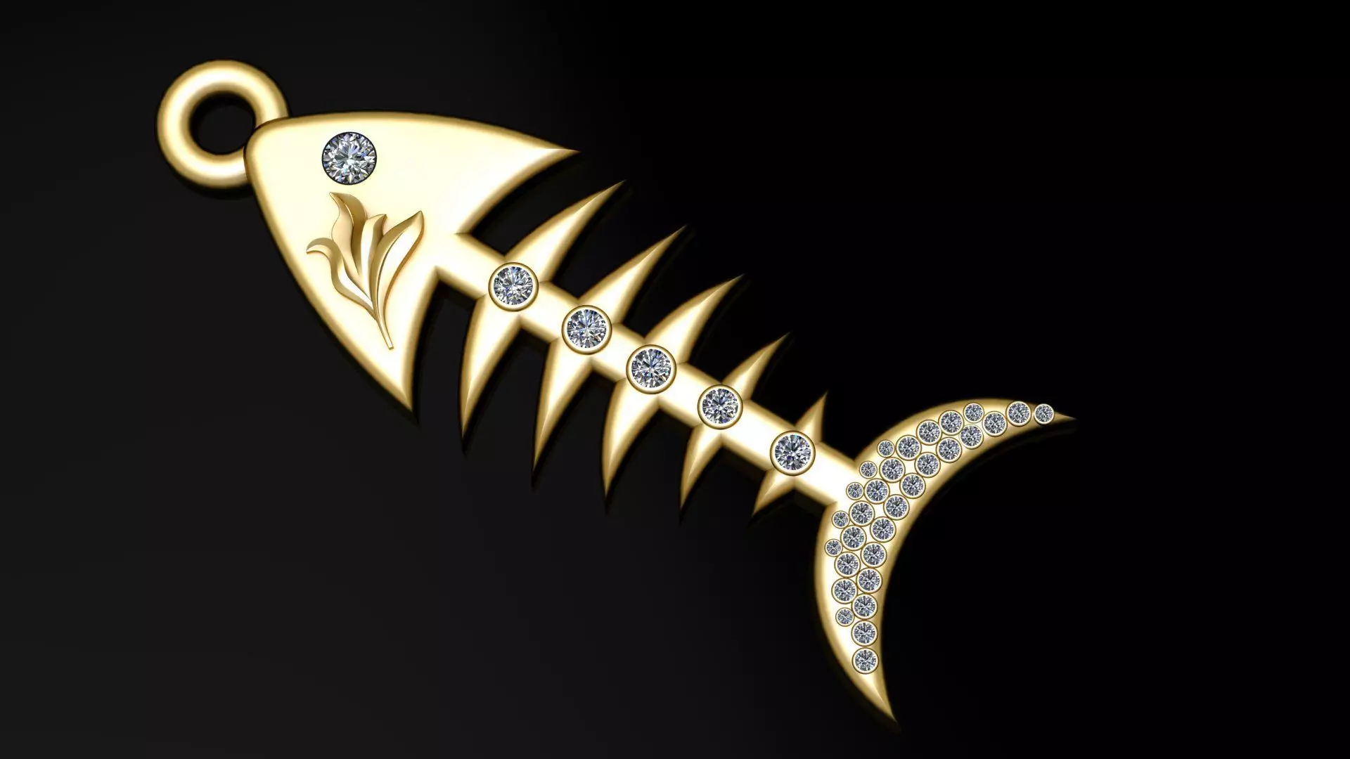 GOLD FISH SKULL PENDANT 3D PRINTABLE MODEL 3D print model