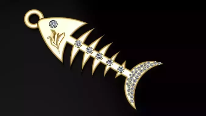 GOLD FISH SKULL PENDANT 3D PRINTABLE MODEL