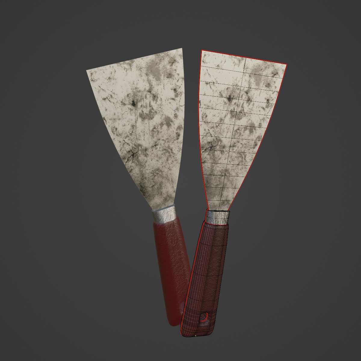 Industrial Spatula 02 Low-poly 3D model_7