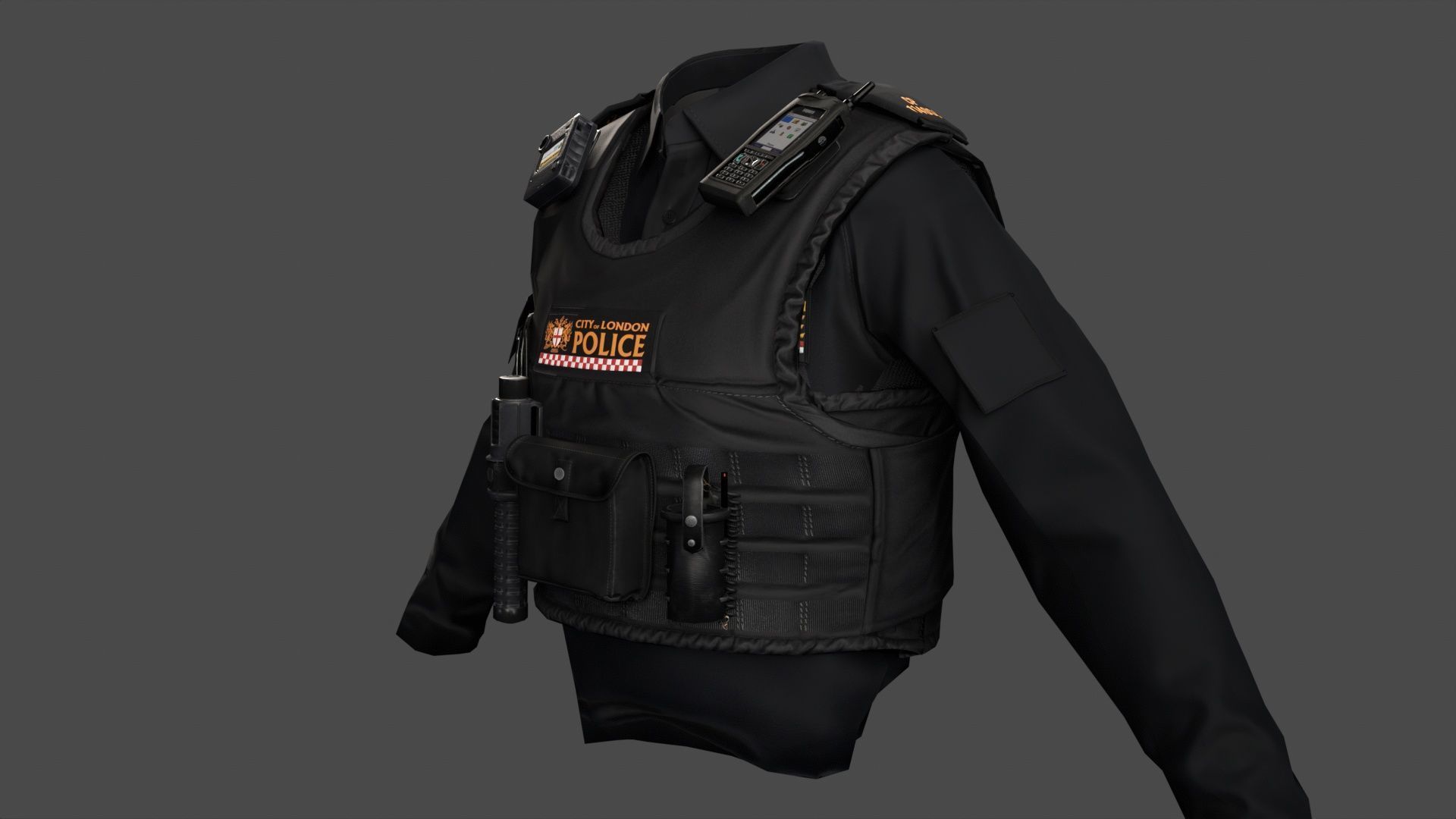 3D Model of City of London Police Uniform with Tactical Vest 3D Model Collection_10