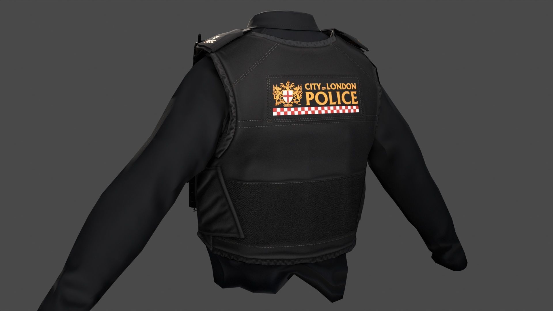 3D Model of City of London Police Uniform with Tactical Vest 3D Model Collection_9