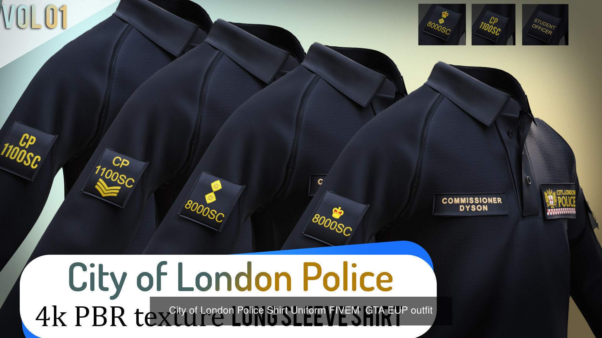 3D Model of City of London Police Uniform with Tactical Vest 3D Model Collection_6