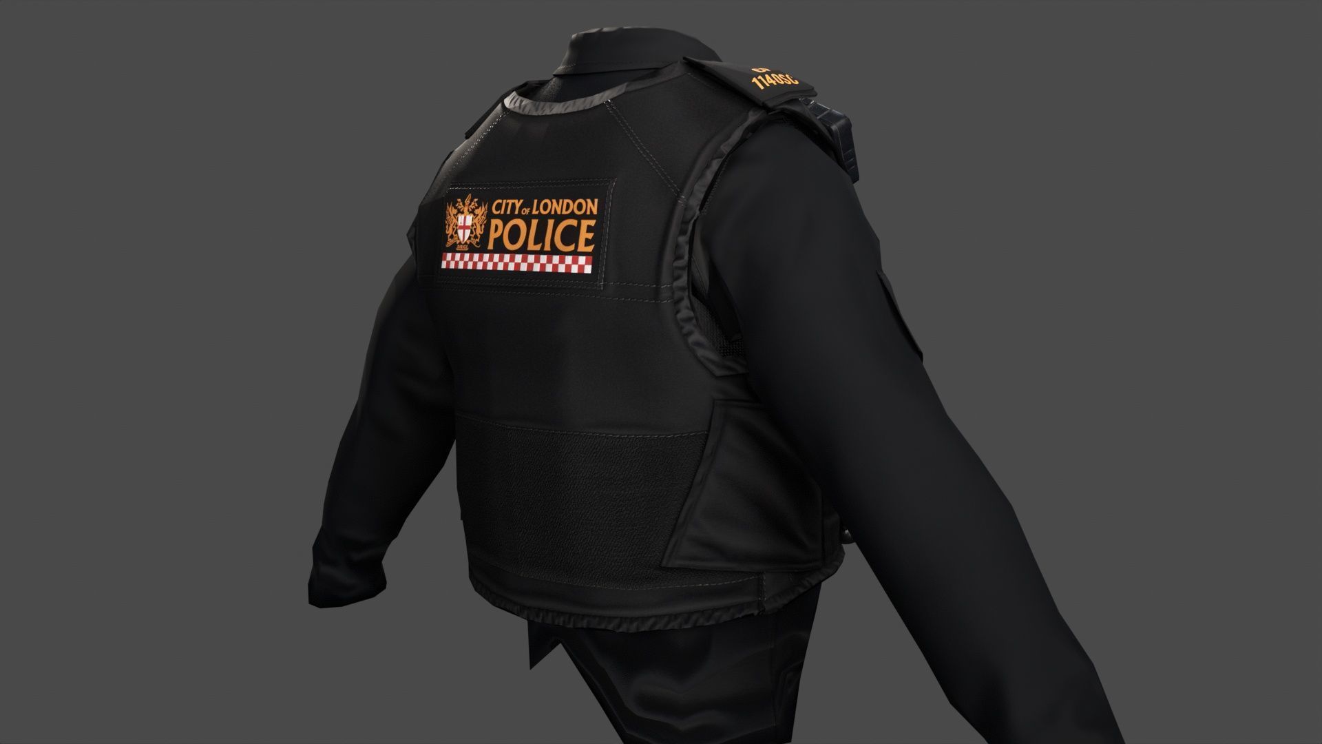 3D Model of City of London Police Uniform with Tactical Vest 3D Model Collection_8