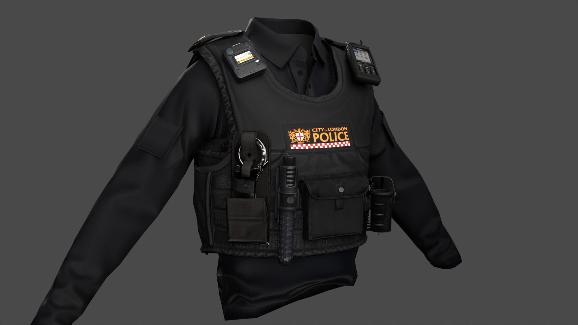 3D Model of City of London Police Uniform with Tactical Vest 3D Model Collection_7