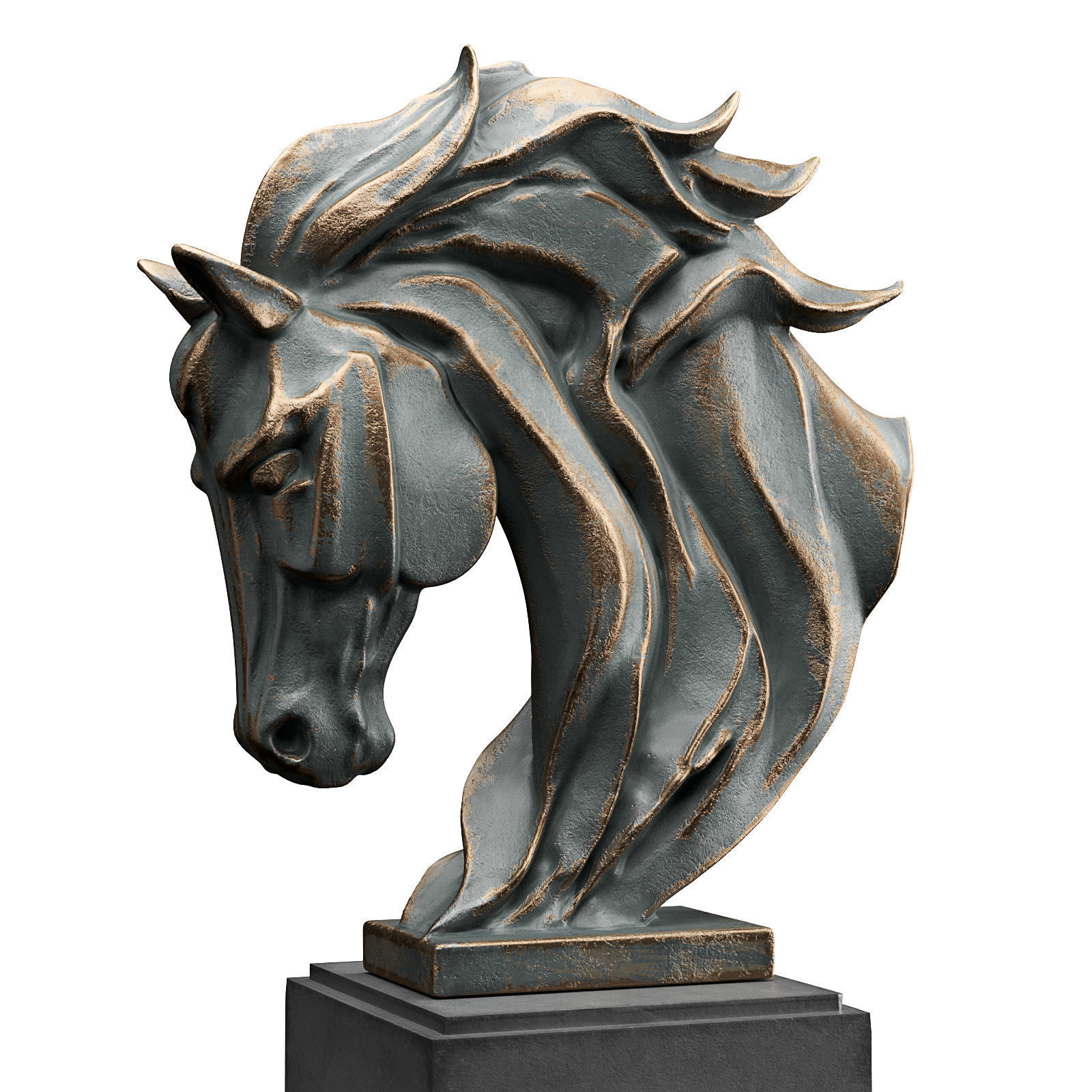 Horse head modern sculpture 3D model_5