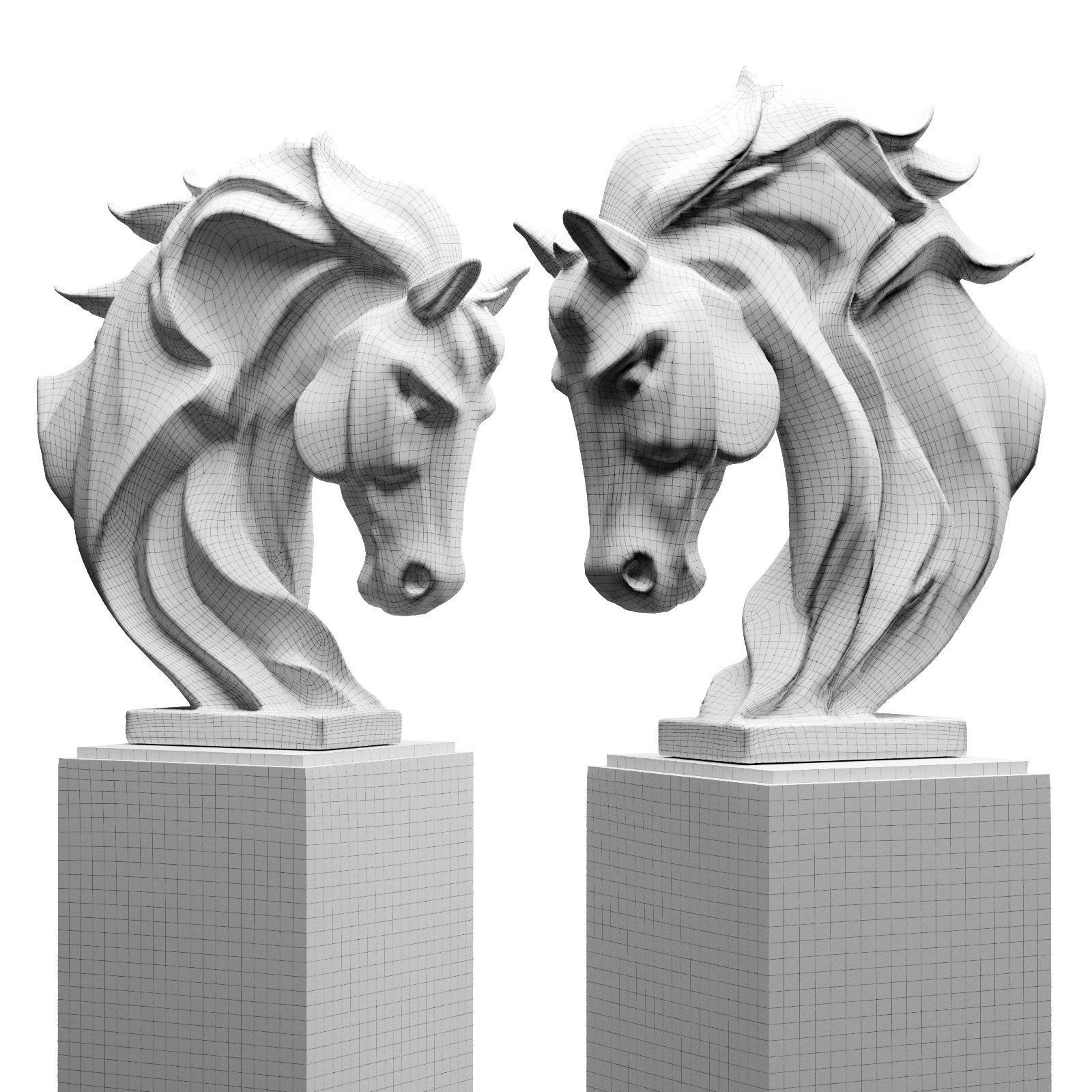 Horse head modern sculpture 3D model_6