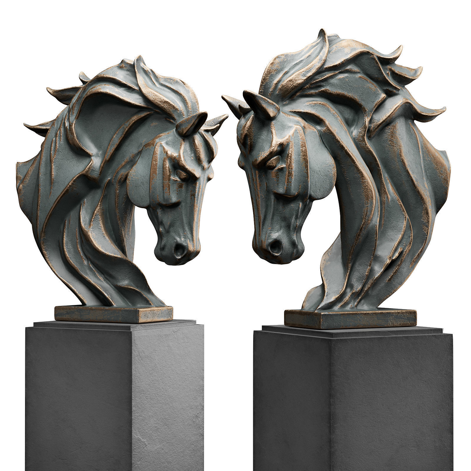 Horse head modern sculpture 3D model_1