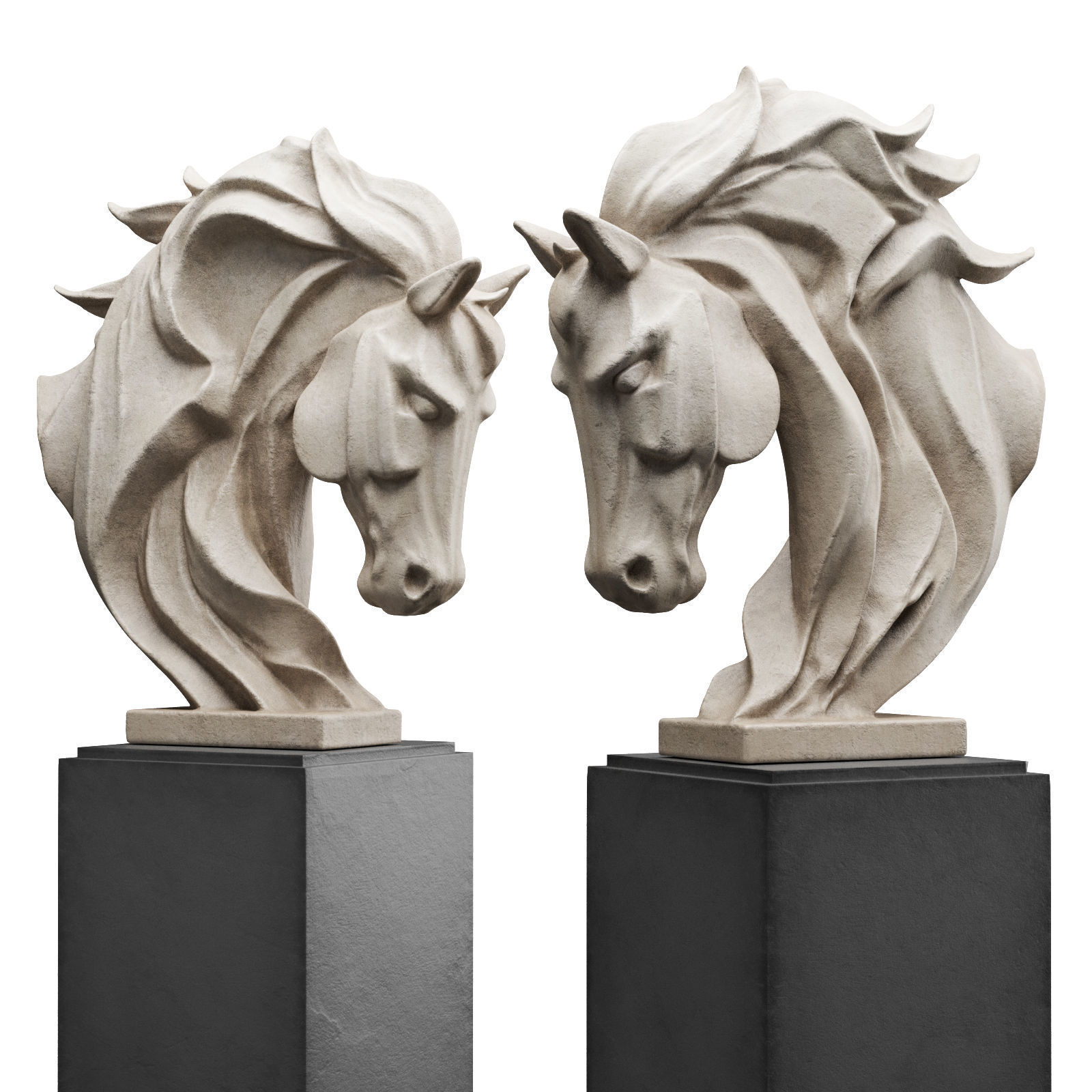 Horse head modern sculpture 3D model_4