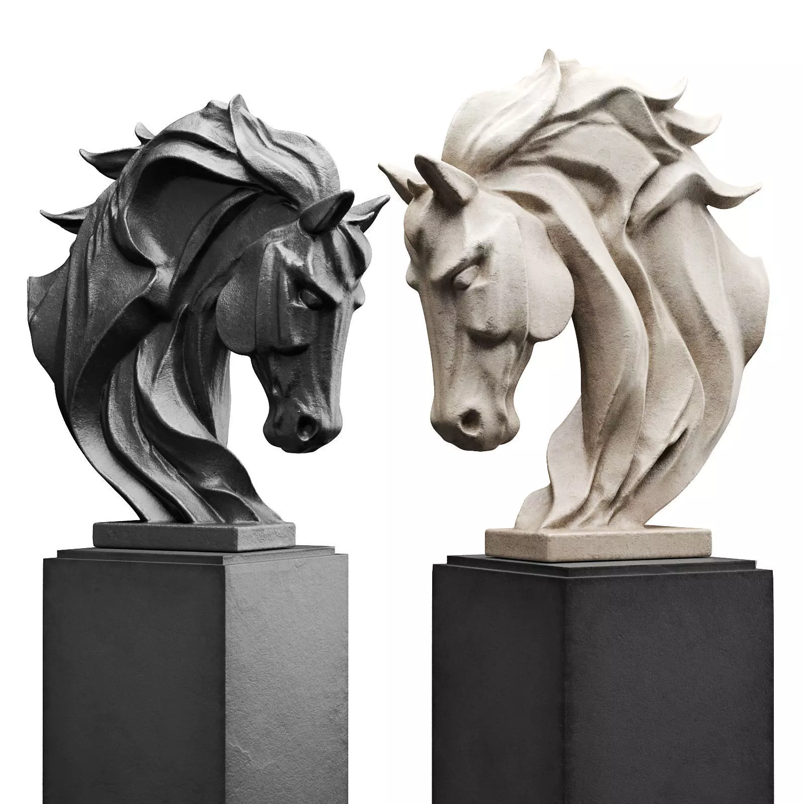 Horse head modern sculpture 3D model_0