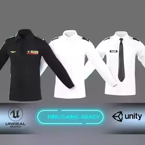 UK Police Uniform Shirt White with Tie and Dark Variant 