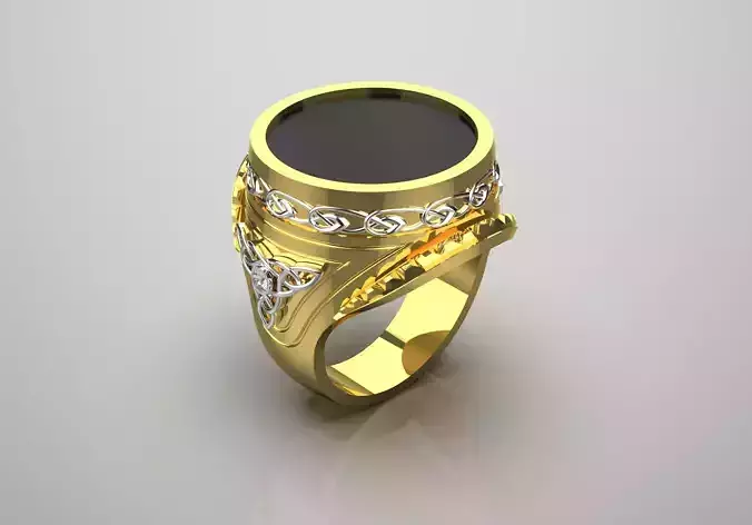Luxury man ring with knot design onyx diamonds model mr0112 3D print model