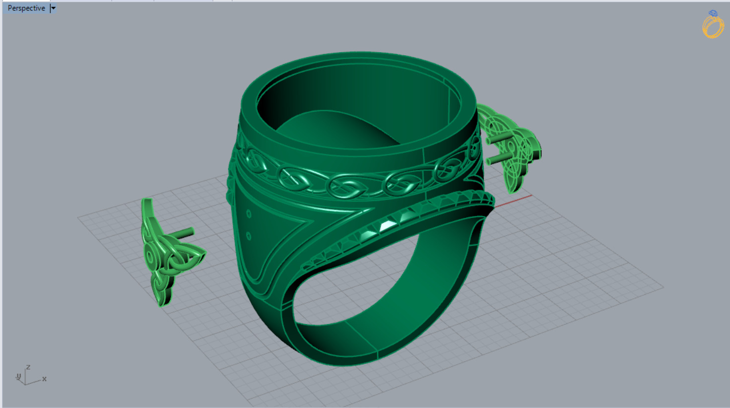 Luxury man ring with knot design onyx diamonds model mr0112 3D print model_17