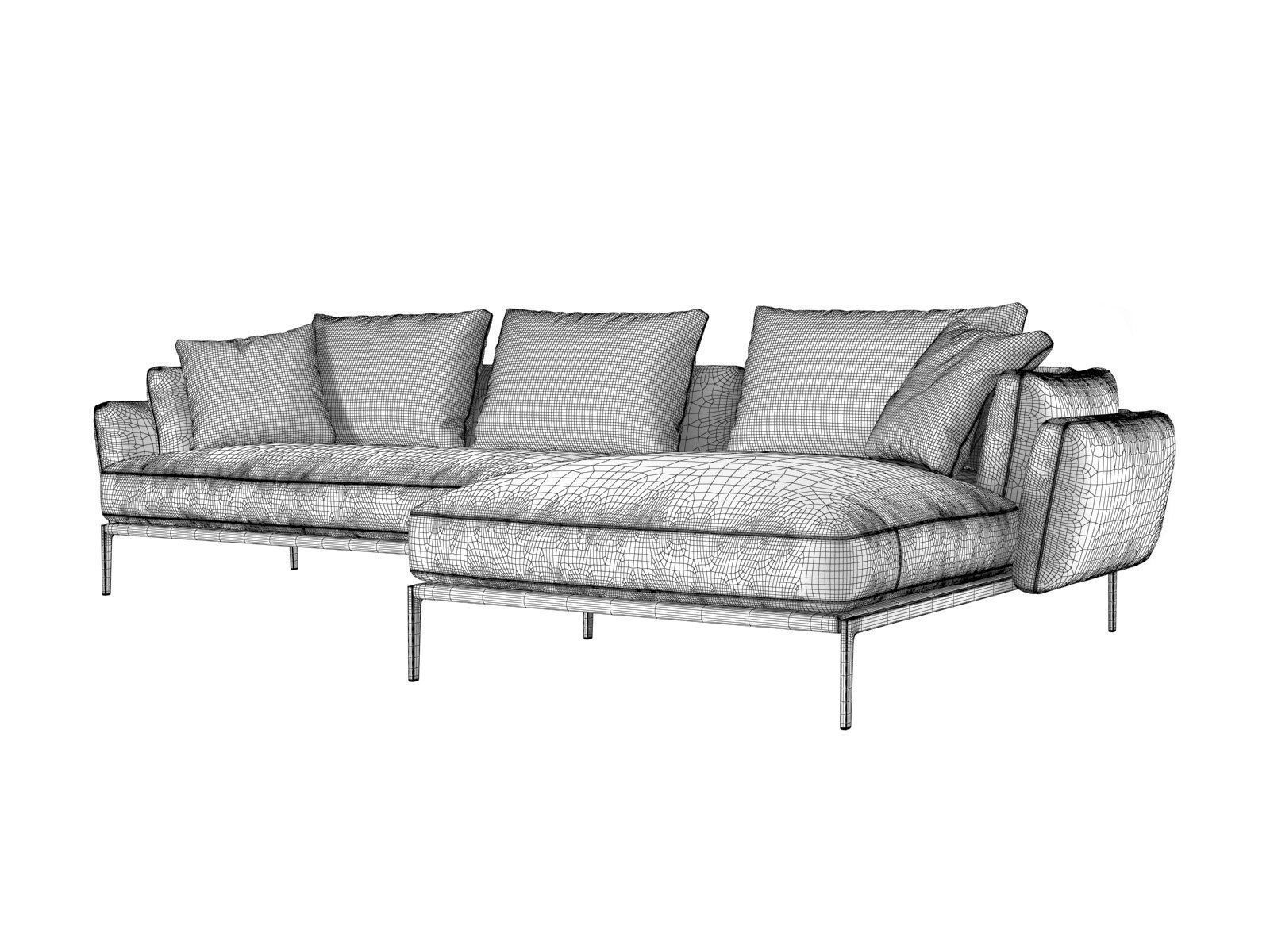 Domino M175 H113 Corner Sofa 3D model_5