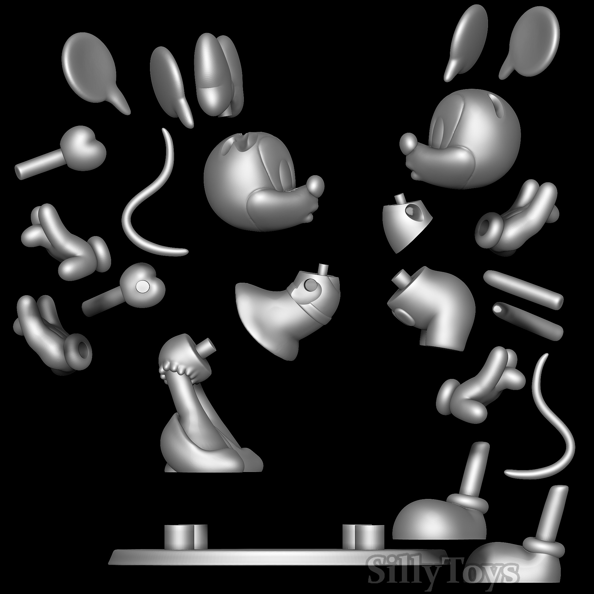 Minnie Mouse and Mickey Mouse Kissing 3D print model_6