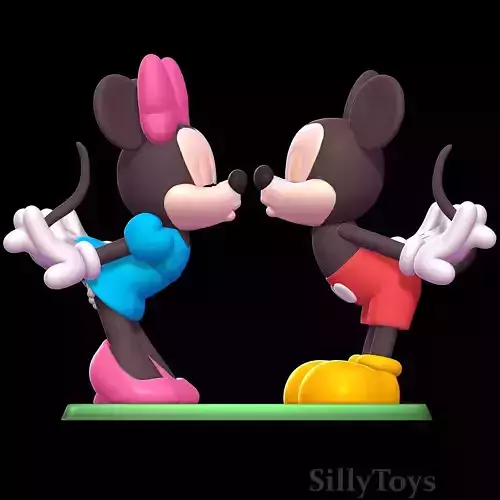 Minnie Mouse and Mickey Mouse Kissing