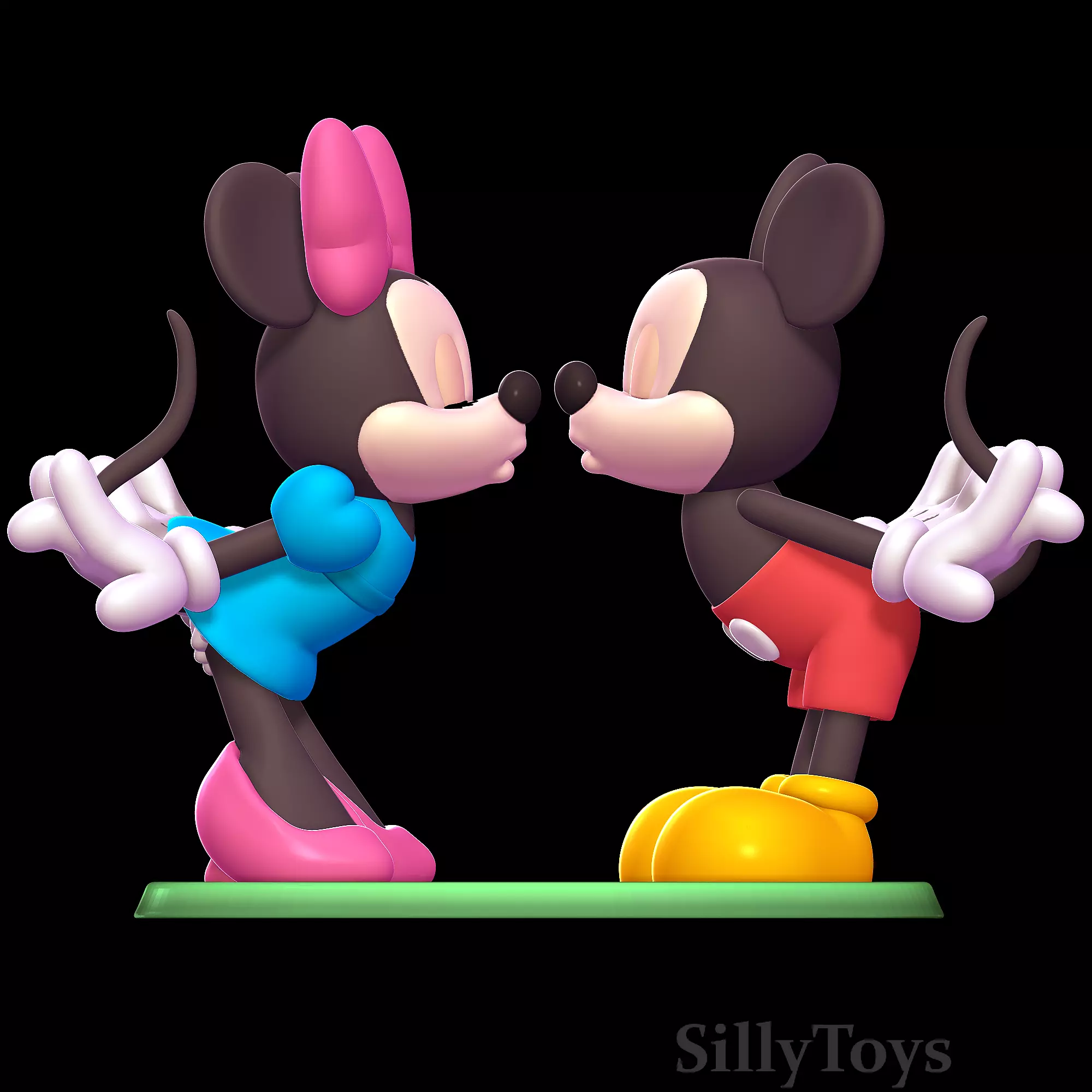Minnie Mouse and Mickey Mouse Kissing 3D print model_0