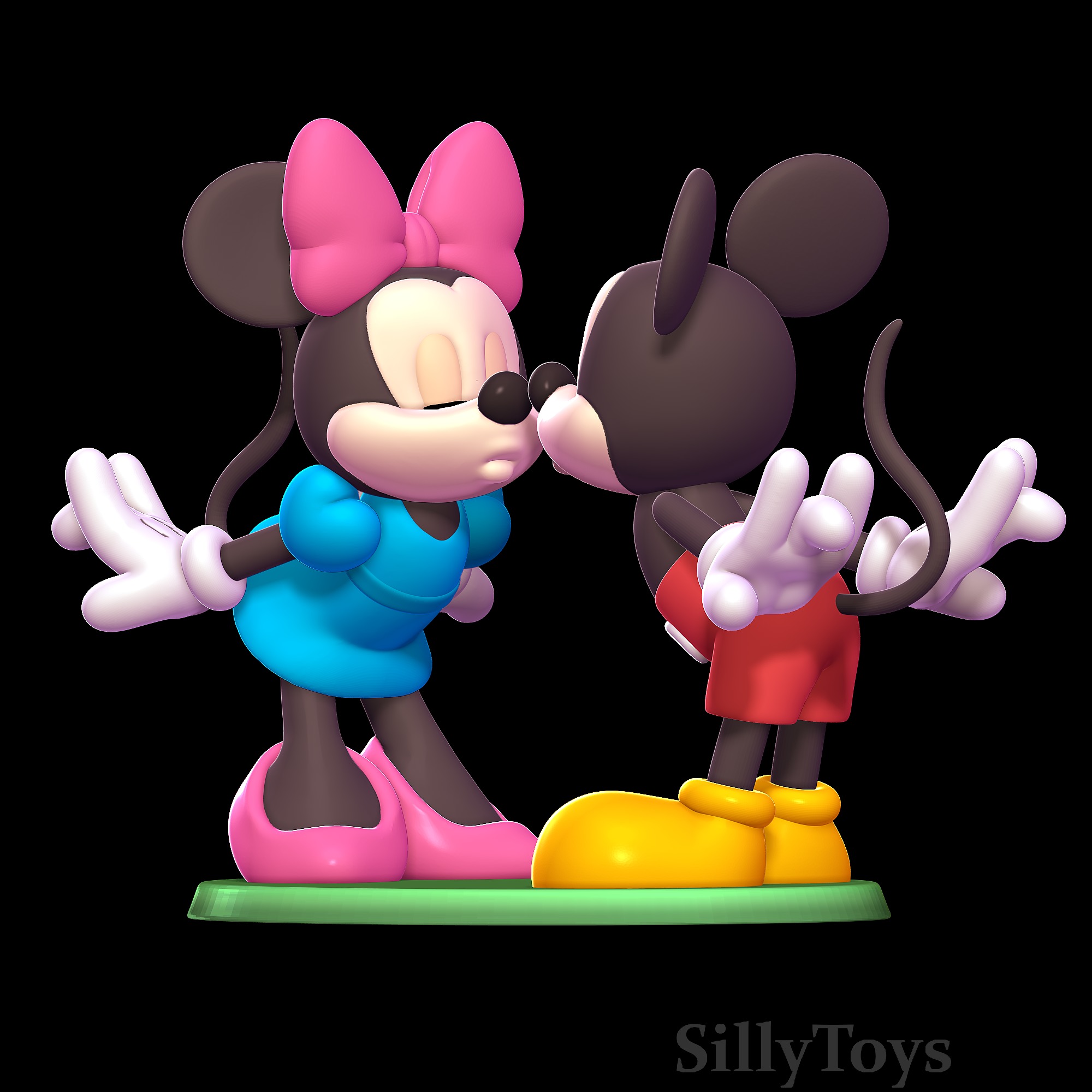 Minnie Mouse and Mickey Mouse Kissing 3D print model_1