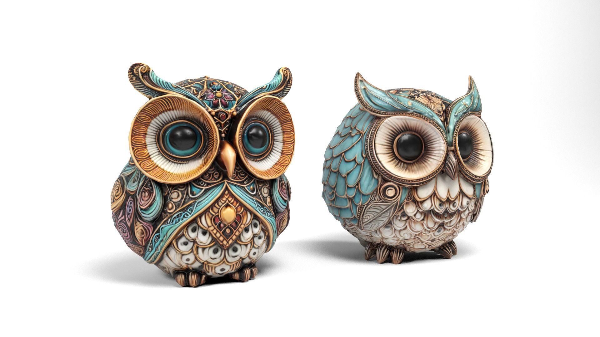 Owls figures Low-poly 3D model_2