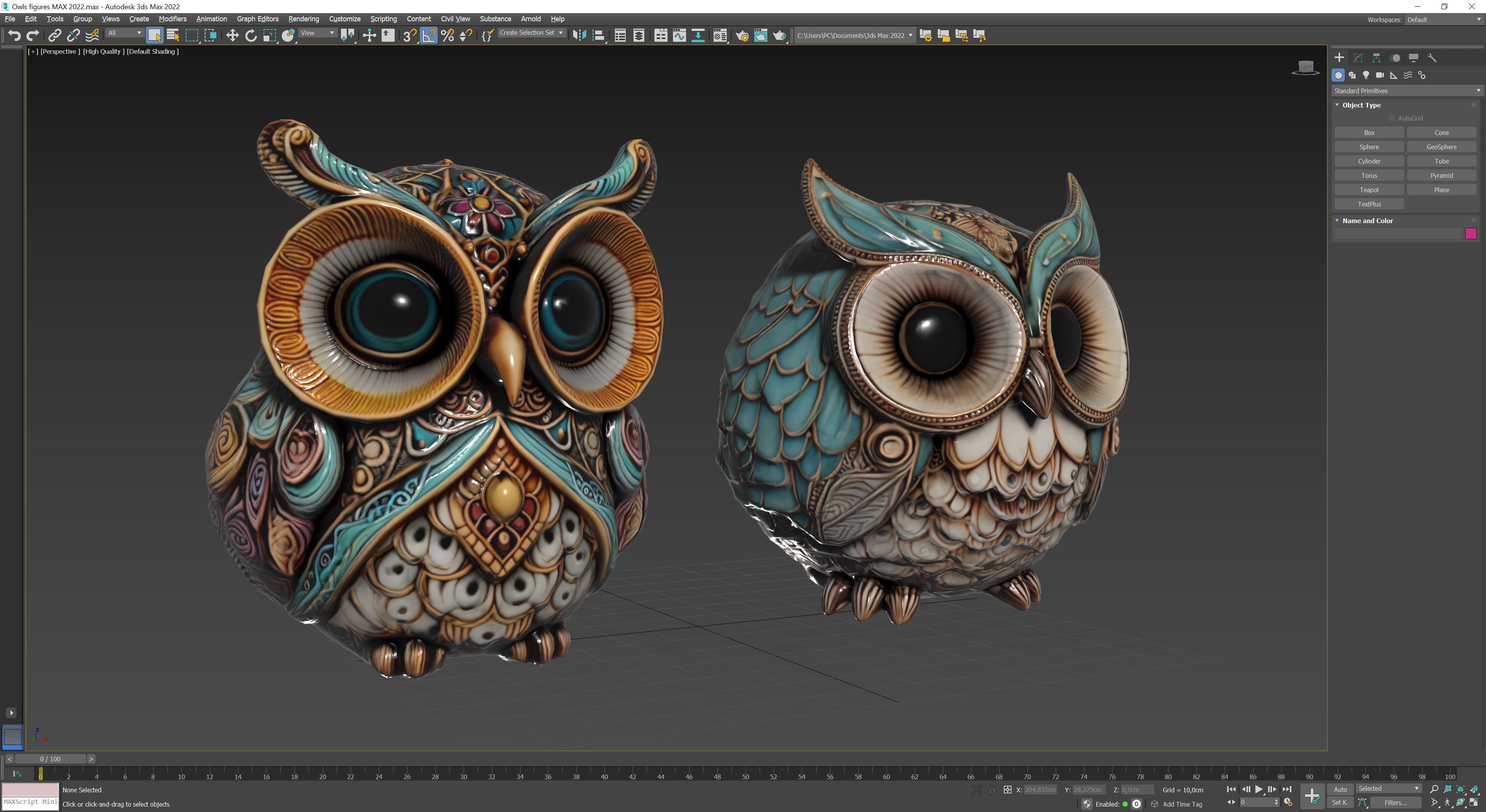 Owls figures Low-poly 3D model_10