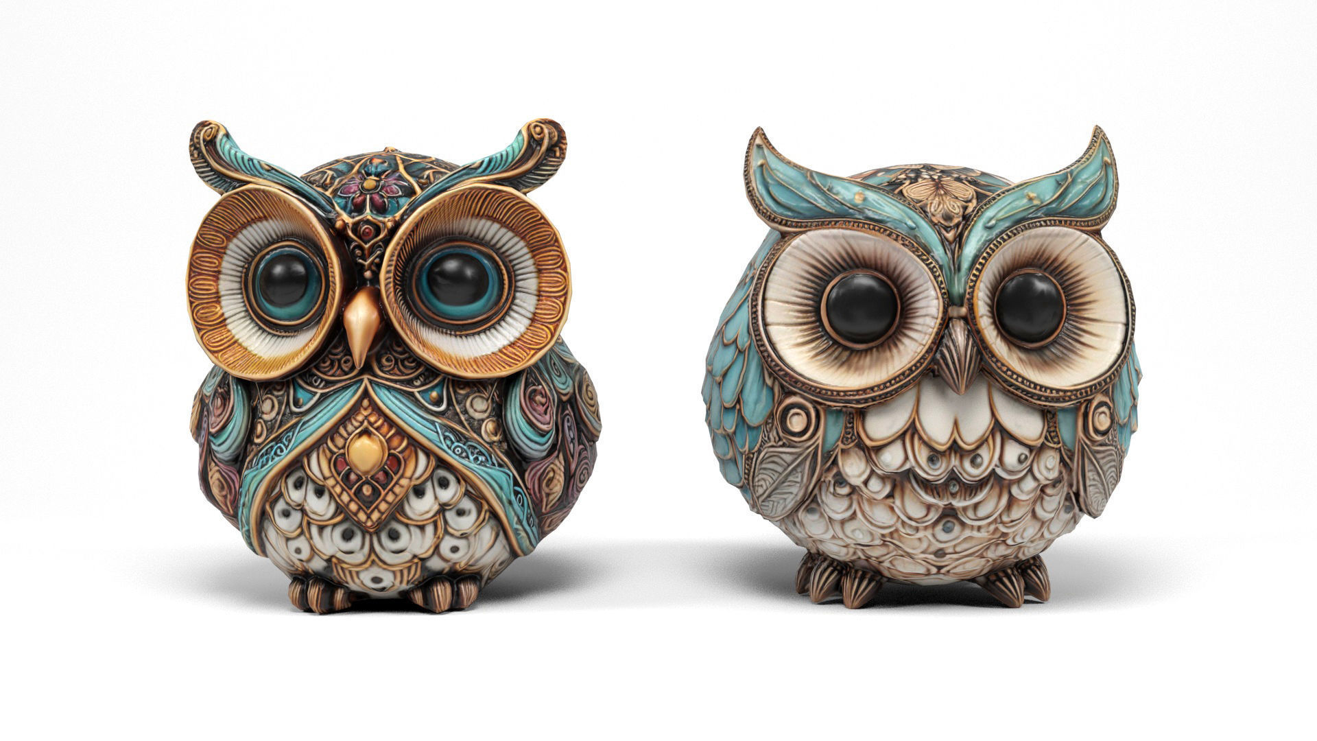 Owls figures Low-poly 3D model_3