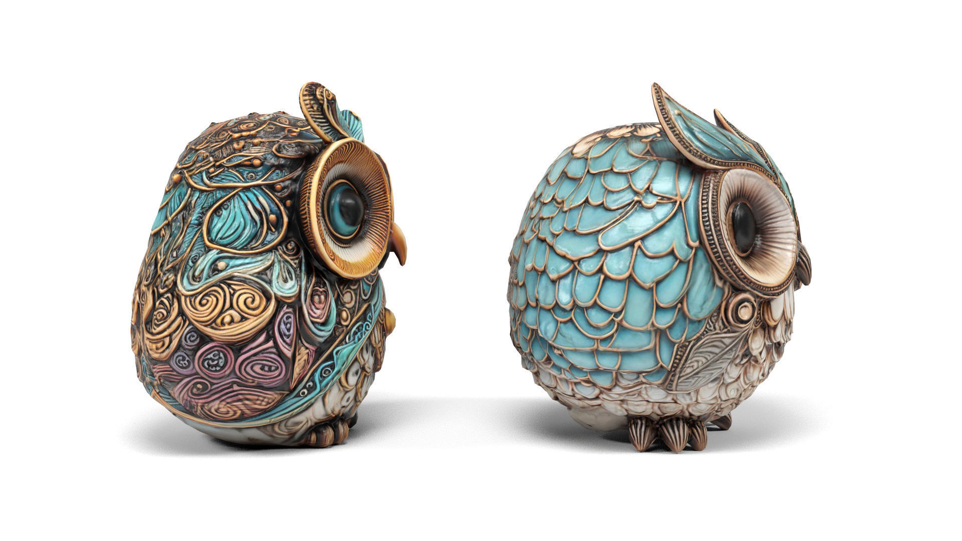 Owls figures Low-poly 3D model_6