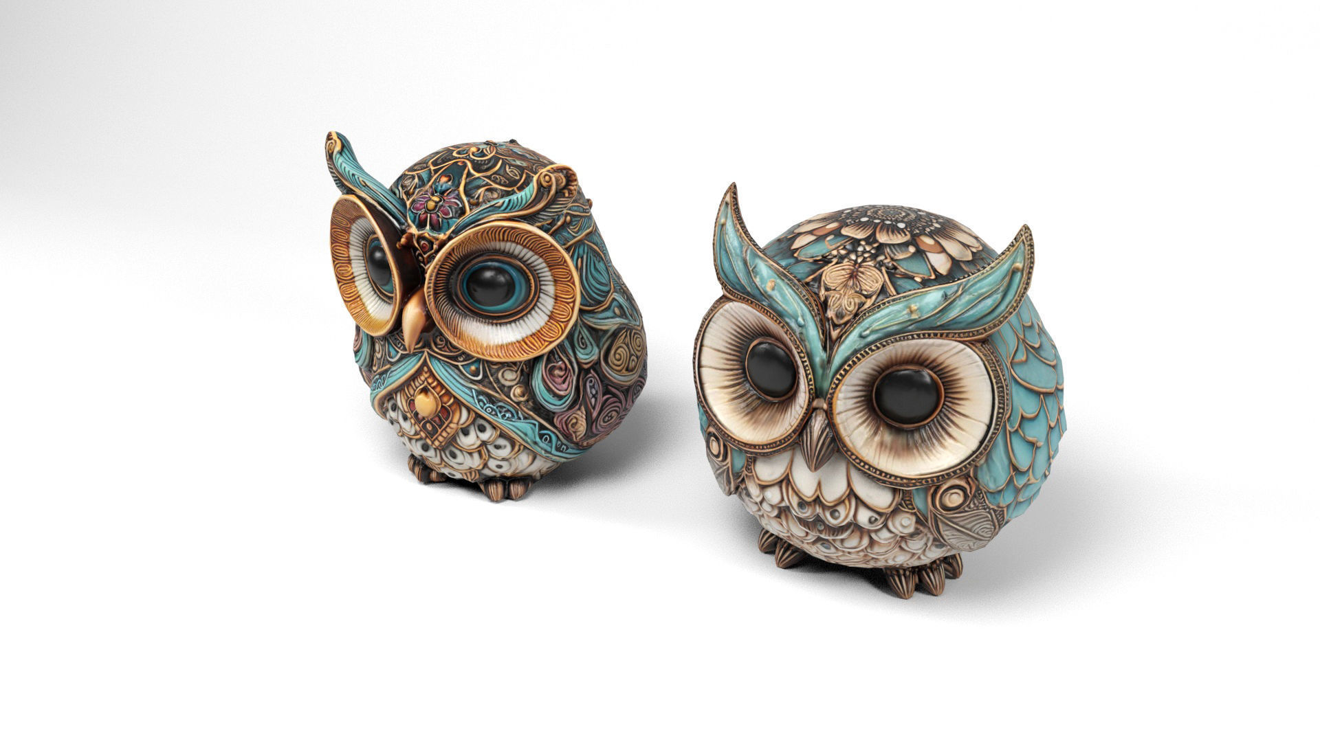 Owls figures Low-poly 3D model_4