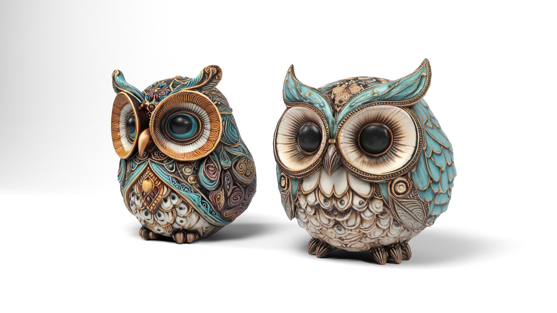 Owls figures Low-poly 3D model_1